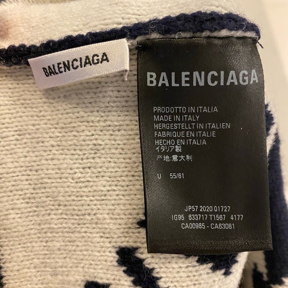 COPY - Navy Balenciaga Allover Logo Wool Beanie - Picture 4 of 4